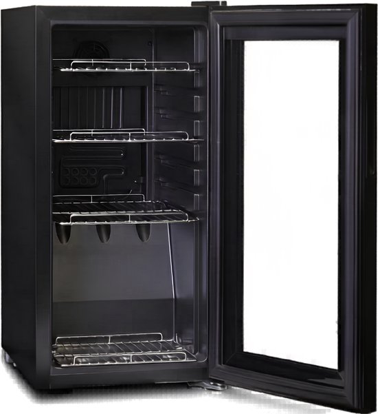 Koelkast - Vrijstaande Minibar voor Slaapkamer & Kantoor - Luxe Mini Koelkast met Vriesvak - Zwart - 45cm x 35cm x 70cm