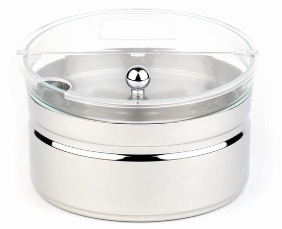 Koelkom Set - Glazen Schaal - Buffet Presentatie - Inclusief Koeler - 2.5 Liter - Zilver