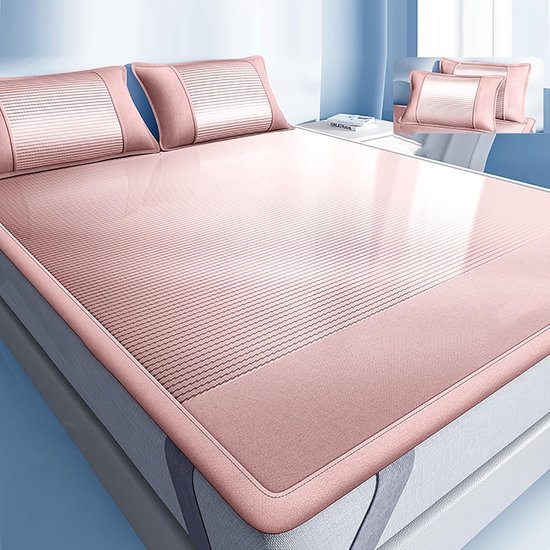 Koelmat met Kussensloop - Zomerslaapmat - Zomers Slapen - Ice Silk Materiaal - 150 x 200 cm - Roze