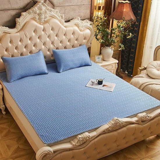 Koelmat met sloop - Zomer slaapmat - Koel slapen - Natuurlijke latex - 200x220 cm - Blauw
