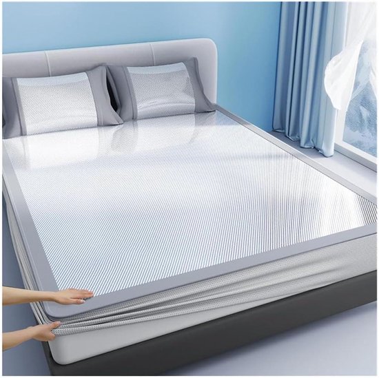 Koelmat Set - Zijde Mat - Koel Slapen - Machine Wasbaar - 120x200 cm - Grijs
