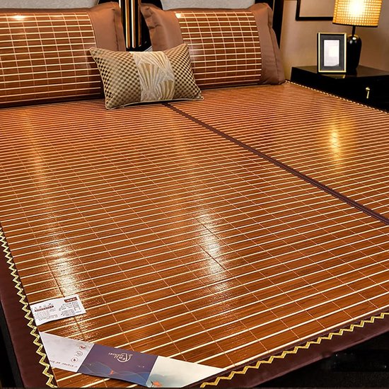Koelmat voor Bed - Bamboe Mat - Koel Slapen - Dubbelzijdig Gebruik - 1.8 x 2m - Natuurlijk
