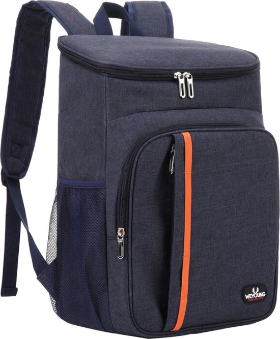 Koelrugzak 22 Liter - Waterdicht - Geschikt voor 24 Blikjes - 4 Laags Geïsoleerde koeltas rugzak - lunchtas - Donker Blauw van Merkloos