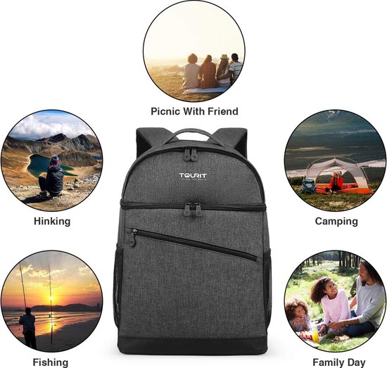 Koelrugzak, lekvrije rugzak, lunchbox, 28 blikjes, dubbeldeck-koelerrugzak voor mannen en vrouwen, voor strand, boot, wandelen, picknicken of dagtochten van KOEL