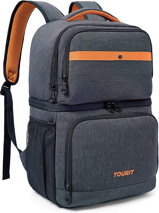 Koelrugzak met dubbeldekker, 27 liter, geïsoleerde koeltas voor de waterdichte, lichte rugzak voor kamperen, picknick, wandelen, strand van KOEL