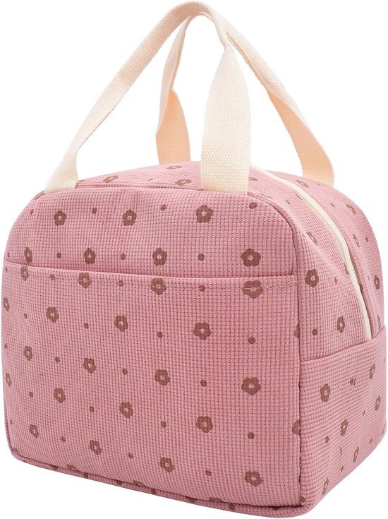 Koelrugzak - Picknicktas - Lunchtas - Lunchtas Volwassenen - Lunchtas meisjes - Roze bloemen lunchtas - Schooltas voor kinderen - Leuke lunchtas - Perfect voor werk - picknicks - het strand - reizen of andere buitenactiviteiten van Merkloos
