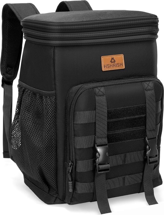 Koelrugzak, picknicktas, uitbreidbaar, waterdicht, lekvrij, koeltas, geïsoleerd, grote koeltas voor mannen en vrouwen, wandelen, reizen, camping, strand, picknick, BBQ, 30 l, zwart van KOEL