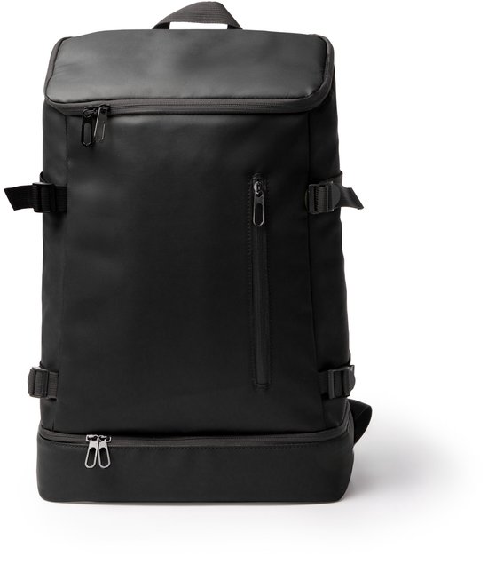 Koelrugzak Zwart, PU-leer groot hoofdvak en kleiner vak aan onderzijde, 22 liter inhoud van Merkloos