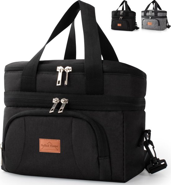 Koeltas, 10 liter, lunchtas, picknicktas, isolatietas, opvouwbare koelbox, herbruikbare thermotas voor levensmiddelen, zwart van KOEL