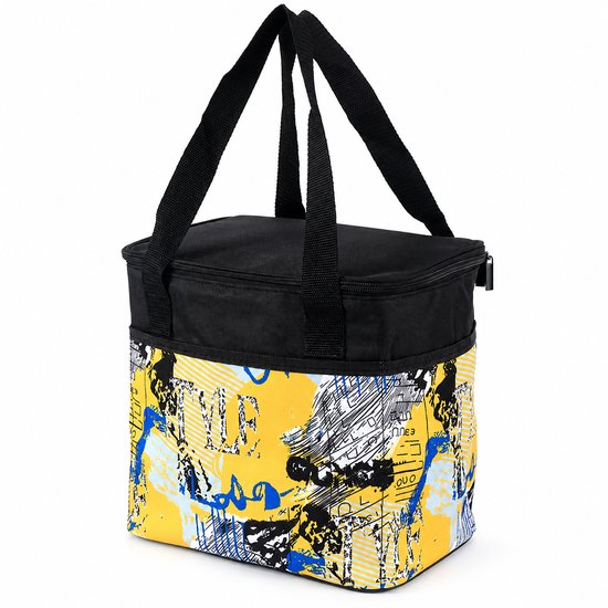 Koeltas 10 Liter - Opvouwbaar - Geïsoleerde Lunchtas - Lunch Bag - Picnictas voor Picnic of Festival - Oxford Polyester - Met Rits en Handvatten - Easy-Access Flap - Zijvakken - Geel