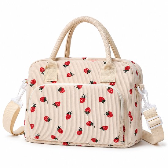 Koeltas - 12L Geïsoleerde Lunchtas met Verstelbare Schouderriem en Zijvakken - Opvouwbare Thermos Voedseltas voor Werk, Picknick en Reizen - Off-wit van Bobypet