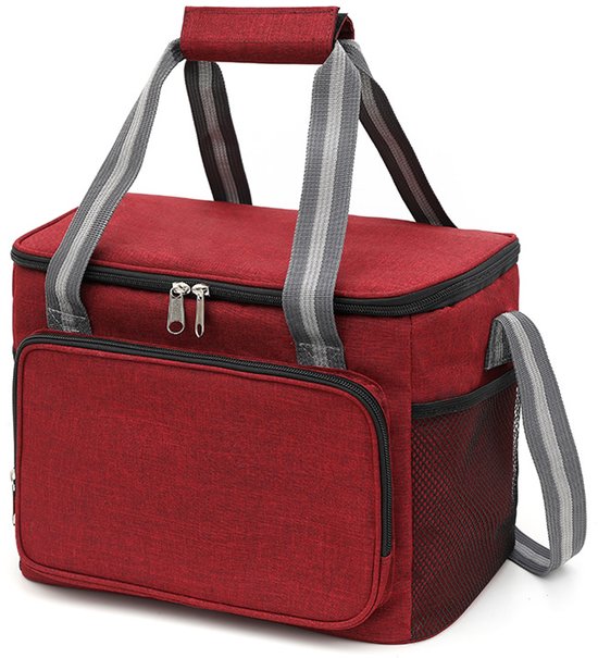 Koeltas 15 L - Koelrugzak - Koeltasje Klein - Opvouwbare Lunchtas Koelbox - Waterdicht Isolerend - voor Vers Voedsel - Verstevigde Draaghandvatten - 600D Oxford - 6-8 Uur - Bordeaux
