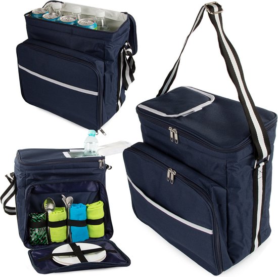 Koeltas - 30 L - Picknickmand - Frigobox - Koelbox - Lunchtas - Picknicktas - 33x33x24 cm - Donkerblauw van BELMAXX