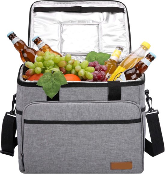 Koeltas, 30 liter, opvouwbare picknicktas, thermotas, isolerende tas, koelmand, koelbox, isolatiebox met 2 koelaccu's, grijs van KOEL