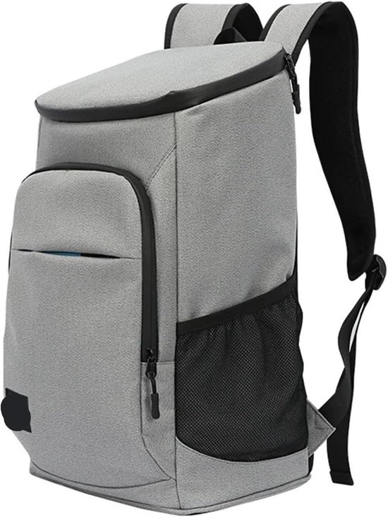 Koeltas 30L - Luchtdichte Cooler - Picknick en Reizen - Waterdicht Oxford Materiaal - 30 Blikken Capaciteit - Lichtgrijs