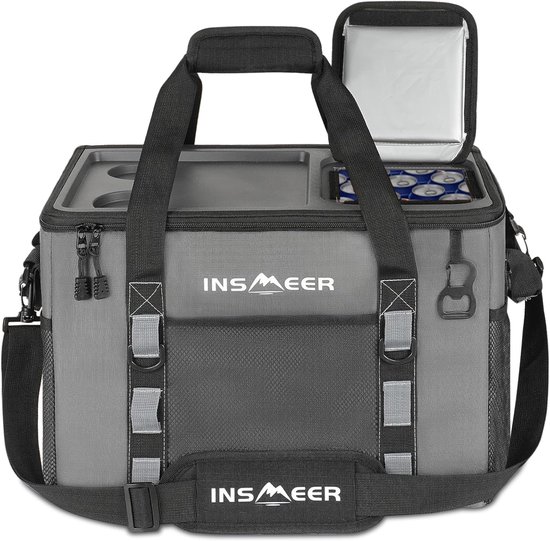 Koeltas 40 L - Koeltas opvouwbaar - Thermotas met opener - Isolatietas - Versterkte zijkanten/ 2 bekerhouders - picknick, camping en strand
