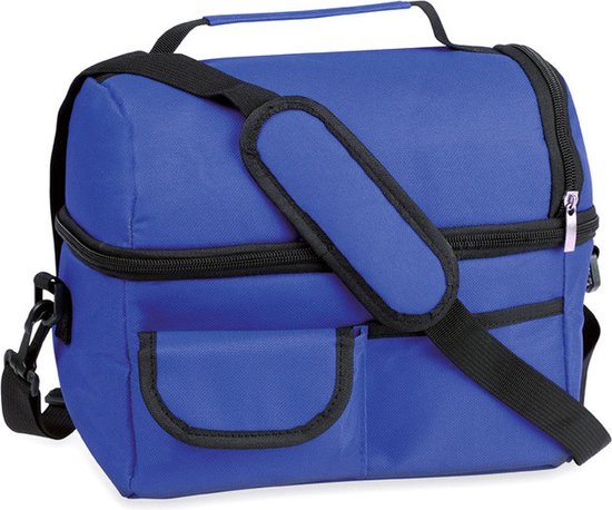 Koeltas blauw met schouderriem 25 x 24 x 15 cm - 9 liter inhoud - 2 vakken en ritssluiting van KOEL