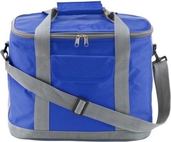 Koeltas blauw/grijs met verstelbare band - 17 liter - Koeltassen voor onderweg/op het strand van KOEL