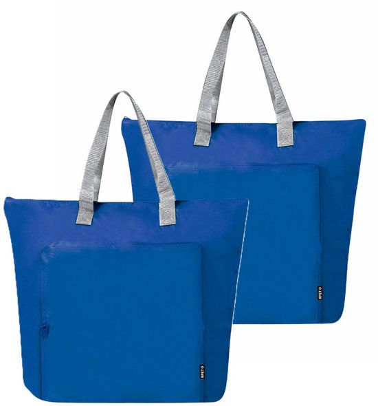 Koeltas Bondi - 2x - blauw - lunchpakket of drankjes - 15 liter - 45 x 36 x 9 cm - shopper model van Decopatent