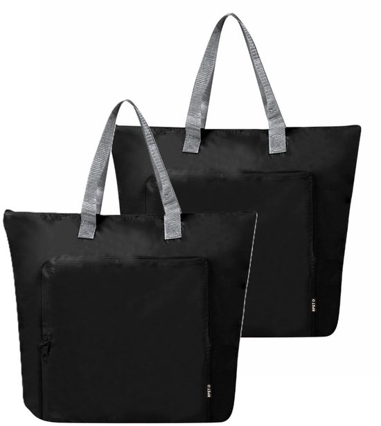 Koeltas Bondi - 2x - zwart - lunchpakket of drankjes - 15 liter - 45 x 36 x 9 cm - shopper model van Merkloos