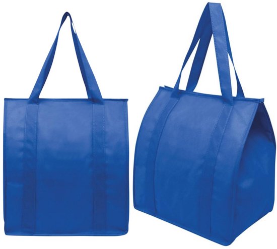 Koeltas Degree - 2x - blauw - boodschappen - 23 liter - 35 x 25 x 38 cm - shopper model - lunchtas