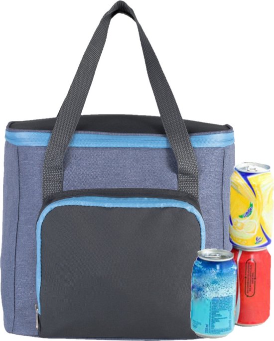 Koeltas draagtas lichtblauw/grijs 28 x 17 x 26 cm 12 liter - Koeltassen van KOEL