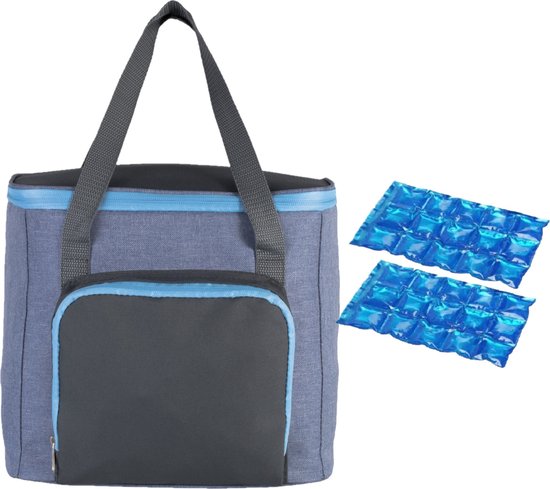 Koeltas draagtas lichtblauw/grijs met 2 stuks flexibele koelelementen 12 liter van KOEL