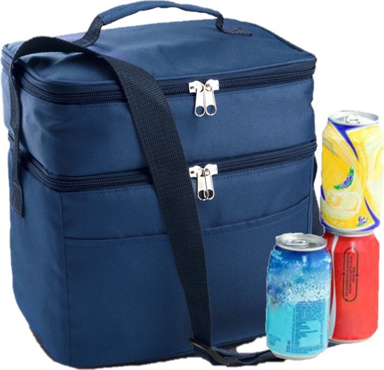 Koeltas draagtas schoudertas blauw 26 x 19 x 26 cm 13 liter - Koeltassen van KOEL