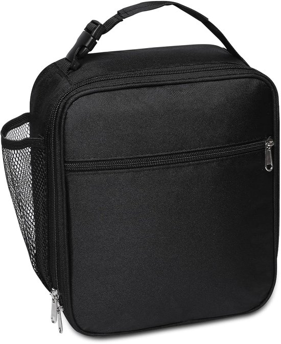 Koeltas-Geïsoleerde lunchtas-geïsoleerde lunchtas -zijvak van gaas voor -kinderen-volwassenen-mannen-vrouwen-waterbestendige-lekvrije-zachte koeltas-duurzame thermische lunchbox voor werk-picknick-buiten-zwart van Merkloos