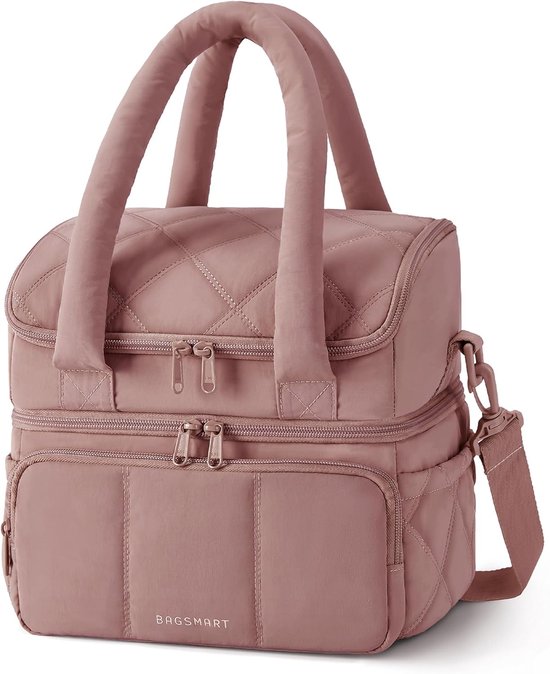 Koeltas - Geïsoleerde Lunchtas voor Vrouwen - Dubbele Laag - Padded Lunch Bag - Lekvrij - Duurzaam en Herbruikbaar - Picknick - Reizen - Voedselbereiding - Donkerroze van Merkloos
