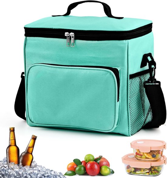 Koeltas, geïsoleerde tas van 10 liter, kleine, waterdichte opvouwbare lunchtas, picknicktas, kleine koeltas voor op reis, thermische tas voor werk, school, picknick, reizen, kamperen (groen) van KOEL