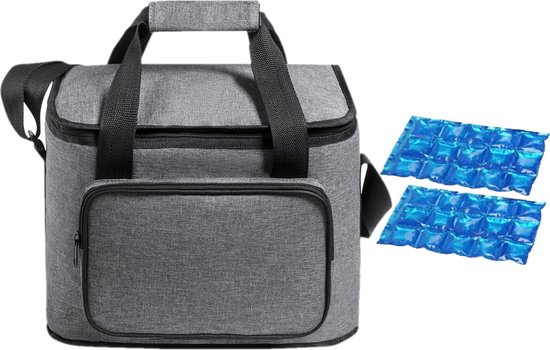 Koeltas grijs met 2 stuks flexibele koelelementen 15 liter van KOEL