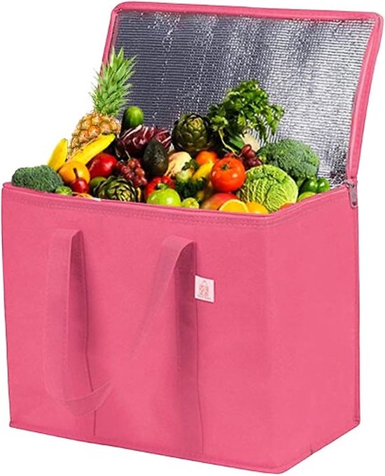 Koeltas Grote Koelbox - Voedselbezorgzak Thermische Tas - Voedsel Leveren Warm Koud - Geïsoleerde Voedselbezorging - 16 Liter 30x18x30cm - Roze