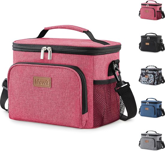 koeltas, herbruikbare lunchtas, draagbare koelbox, zachte draagtas, lekvrij, met verstelbare schouderriem voor volwassenen, voor werk/picknick, roze, 9 liter van KOEL