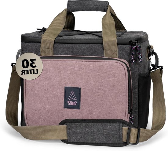 Koeltas - Isolatietas Thermotas - Picknick en Reizen - Waterdichte Ritsen - 30 Liter - Zwart Roze