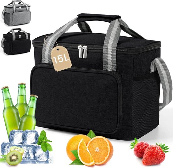 Koeltas klein 15L, kleine koeltas voor onderweg, koeltassen opvouwbaar, thermische tas voor picknicks/BBQ's/camping/excursies/winkelen/auto van KOEL
