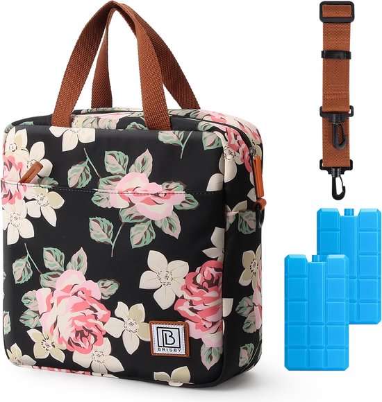 Koeltas klein - 7L, lunchtas voor dames, vierlaags geïsoleerde koeltas met koelelementen, veelzijdige lunchtas in de kleur bloemen van KOEL