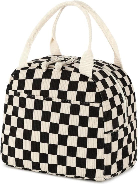 Koeltas - Koeltasje klein - Koeltasje lunch - Geïsoleerde Koeltas - lunchtas dames - Leuke Corduroy Lunch Tote - Herbruikbare Geïsoleerde Lunchbox - Voor Mannen en Vrouwen - Grote Capaciteit - Ideaal voor Werk, Picknicks of Reizen(zwart) van Merkloos