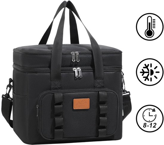 Koeltas - Koeltassen - Koeltas Lunch - 3 Laags Geïsoleerde Koeltas - Lunchtas - 23 liter - Zwart van Merkloos