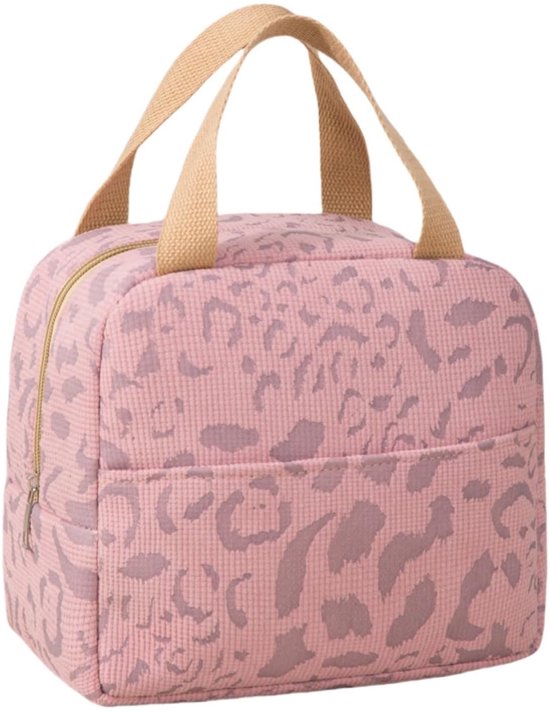 Koeltas - Luipaard Roze | 23 x 20 x 14 cm | Nylon | Lunchtas | Fashion Favorite van Merkloos