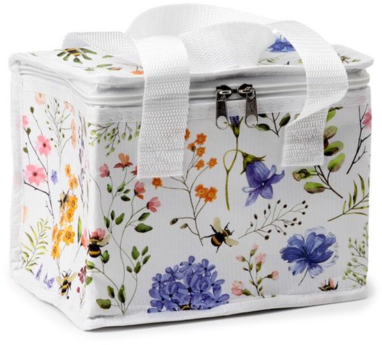 Koeltas lunch - bloemen en bijen - multi - 4 liter - RPET - koelboxen - picknick/strand - lunchtas van Merkloos