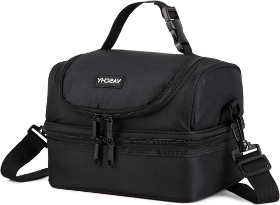 Koeltas lunchtas draagbaar met aparte vakken verstelbare schouderriem voor school kantoor - zwart van KOEL