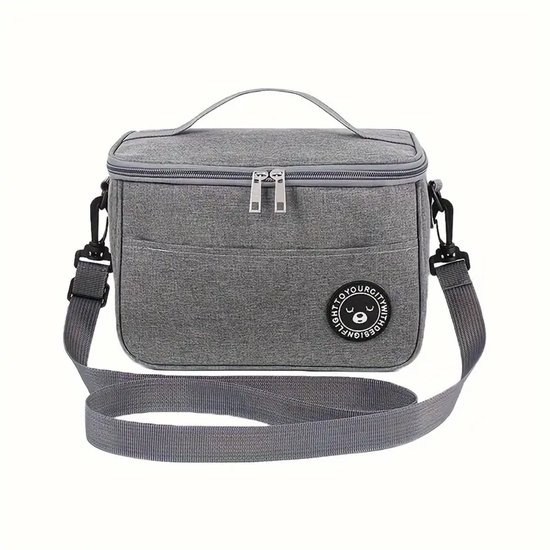 Koeltas - Lunchtas - Grijs - Isolatie - Handvat + schouderriem - Koeltas - Geïsoleerde Koeltas - Picknicktas- 24 x 16 x 14 Cm van Merkloos