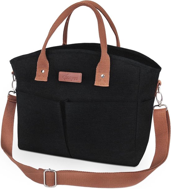 Koeltas, lunchtas, opvouwbare geïsoleerde koeltas met schouderriem, waterdichte picknicktas, thermotas voor dames en heren, isolatietas voor picknick, winkelen, werk, zwart van KOEL