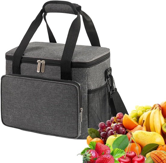 Koeltas - Lunchtas Thermisch - Maaltijden Transporten - Waterdichte Binnenkant - 15L - Grijs