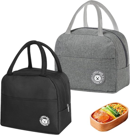 Koeltas - Lunchtas Thermos - Eten Meenemen - Warmte-isolerend - 7 Liter 2 Stuks - Zwart Grijs