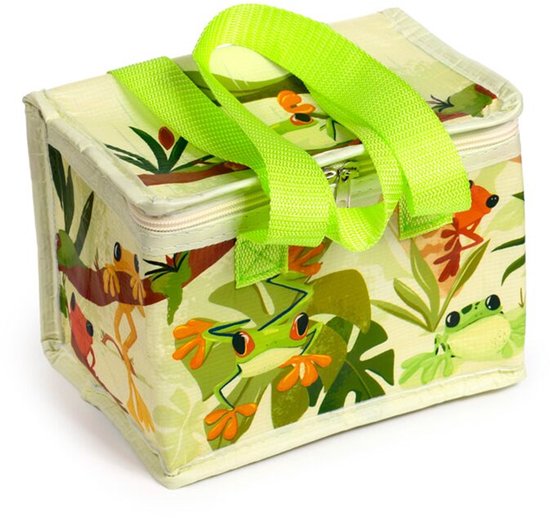 Koeltas Lunchtas - Tropische Kikkers - RPET Duurzaam - 21x13x15,5cm van Merkloos