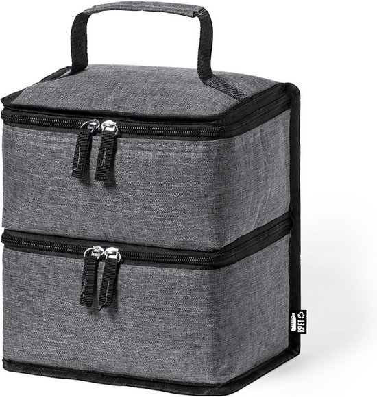 Koeltas met dubbel compartiment - Lunchtas - Koeltasje lunch - Koud - Warm - Isolatie - Volwassenen - Dames - Heren - 14 x 22 cm - Polyester - RPET - Aluminium - grijs van KOEL
