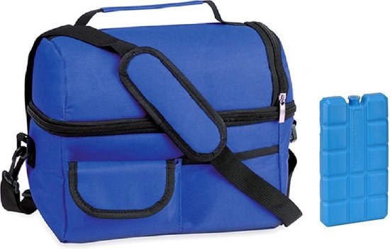 Koeltas met schouderband- 9 Liter- blauw- inclusief koelelement van KOEL