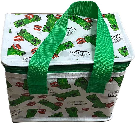 Koeltas - Minecraft - groen - 4 liter - 17 x 20 x 13 cm - koelboxen - picknick/strand - lunchtas van Minecraft